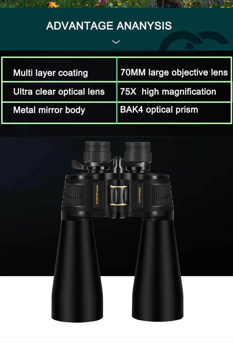 Jumelles Borwolf 25–75×70 Zoom HD