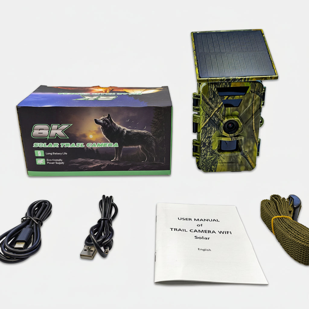Caméra de Chasse Solaire WiFi 8K – 60MP | Vision Nocturne